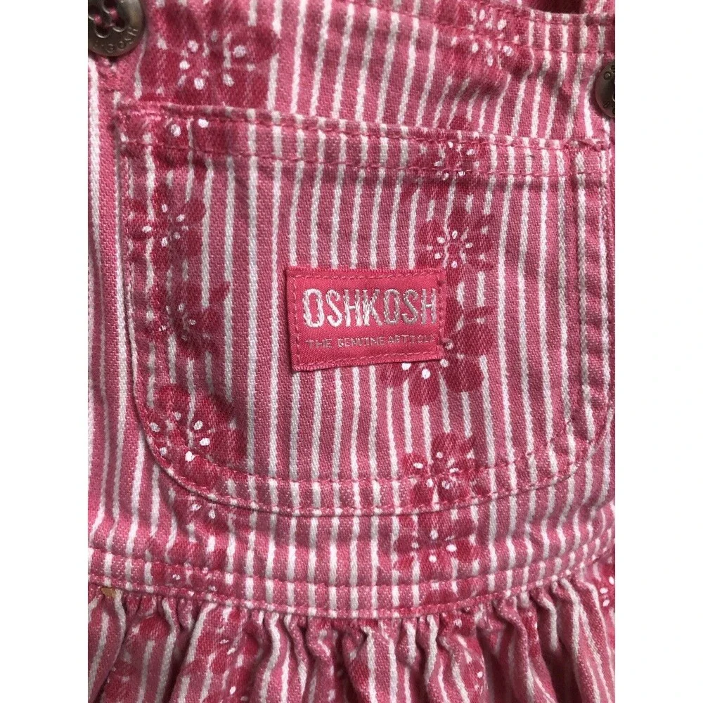 Vintage Oshkosh Overall Jumper Dress Hawaiian Tropical Floral Stripe 24 Months